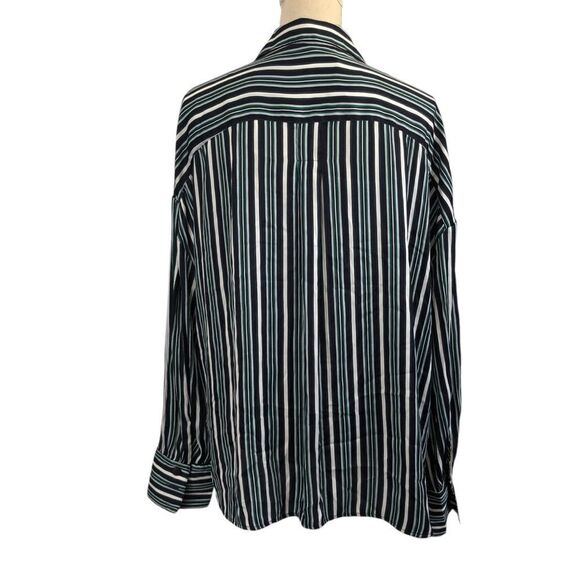 Free People Mad About You Striped Button-Up Long Sleeve Shirt Navy Large NWT - Picture 7 of 12